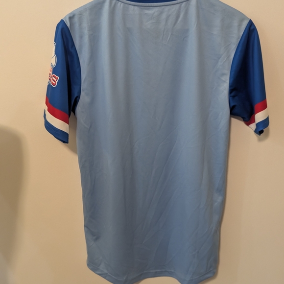 Texas Rangers Cooperstown Collection Blue and Red Sports Jersey Size Small - Picture 6 of 7